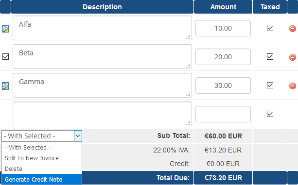 Generate Credit Note Against Invoice Online